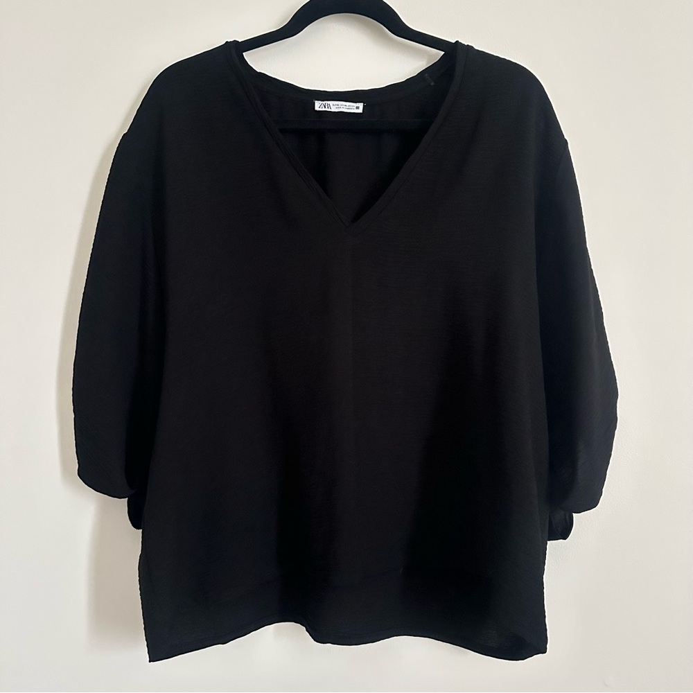 Zara Black V-Neck Blouse Tunic